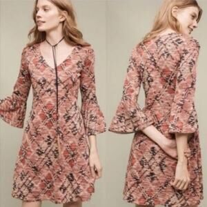 Anthropologie Maeve Erina Knit Bell Sleeves Fit & Flare Midi Dress.  Size M.